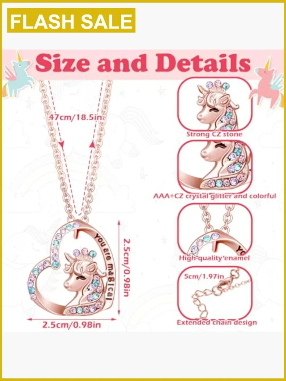 4 Pcs Unicorn Axolotl Jewelry Set Necklace Bracelet Ring Clip on Earrings for
